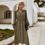 Russian Style Dress Women's Autumn and Winter New Floral Dress