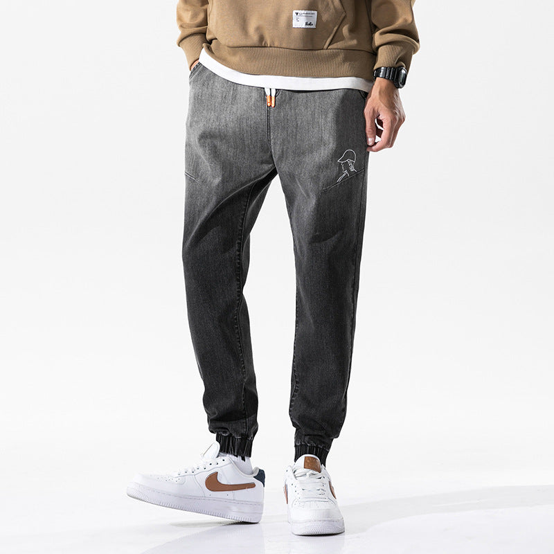 Men's Autumn Retro Large Size Sports Jeans Men's Loose Casual Trousers Men Jeans