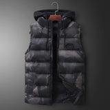 Men's Vest Casual Sleeveless Jacket Men Jacket plus Size Men's Camouflage Hooded Cotton-Padded Coat