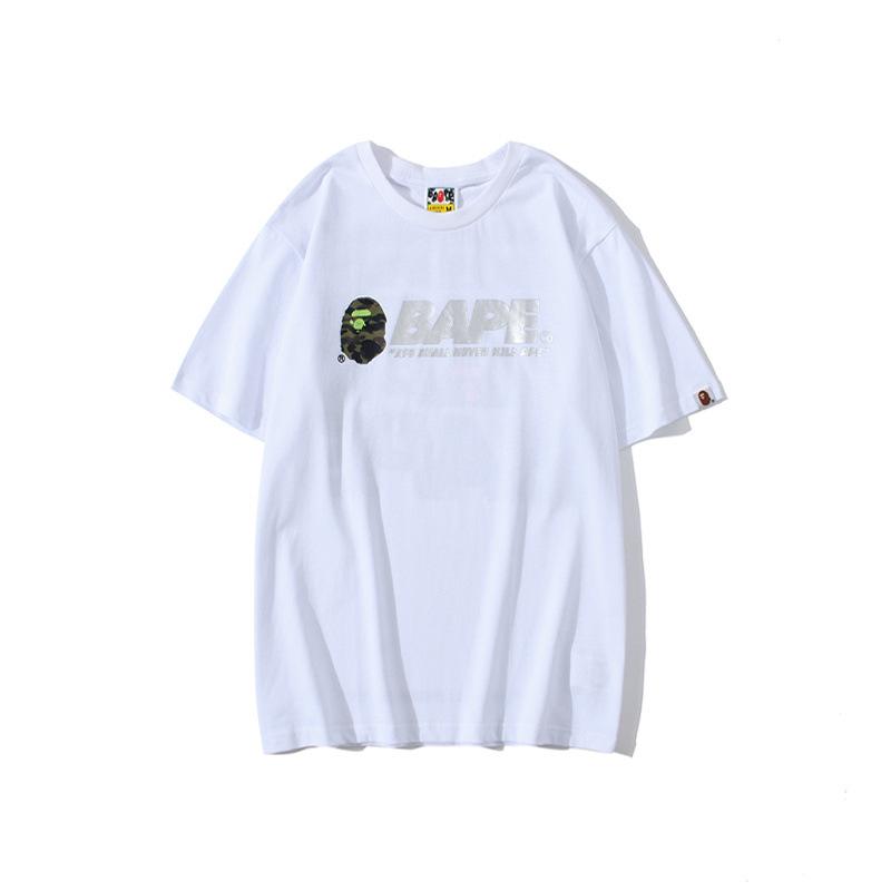 A Ape Print T Shirt Summer Short Sleeve Letter Print Round Neck Pullover T-shirt