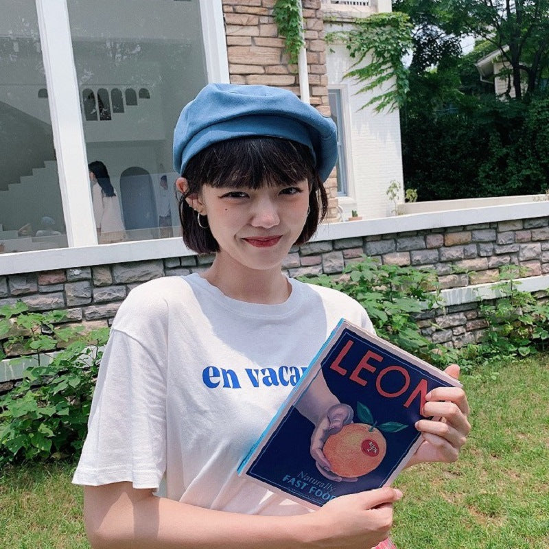 Beret Hat Retro Thin Painter Cap Spring/Summer Black Hat