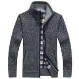 Winter Men's Fleece-Lined Thickening Stand Collar Sweater Sweater Large Size Fashion Casual Cardigan Coat Men Cardigan Sweater
