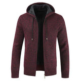 Winter Men's Fleece-Lined Padded Cardigan Sweater with Hat Collar Sweater plus Size Fashion Casual Jacket Men Cardigan Sweater