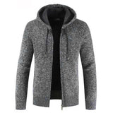 Winter Men's Fleece-Lined Padded Cardigan Sweater with Hat Collar Sweater plus Size Fashion Casual Jacket Men Cardigan Sweater