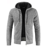 Winter Men's Fleece-Lined Padded Cardigan Sweater with Hat Collar Sweater plus Size Fashion Casual Jacket Men Cardigan Sweater