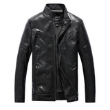 1970 East West Leather Jacket Men's Biker's Leather Jacket Fleece-Lined Harley Vintage Men's Stand Collar Leather Jacket