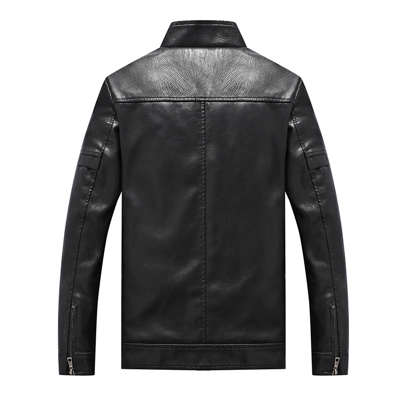 1970 East West Leather Jacket Men's Biker's Leather Jacket Fleece-Lined Harley Vintage Men's Stand Collar Leather Jacket