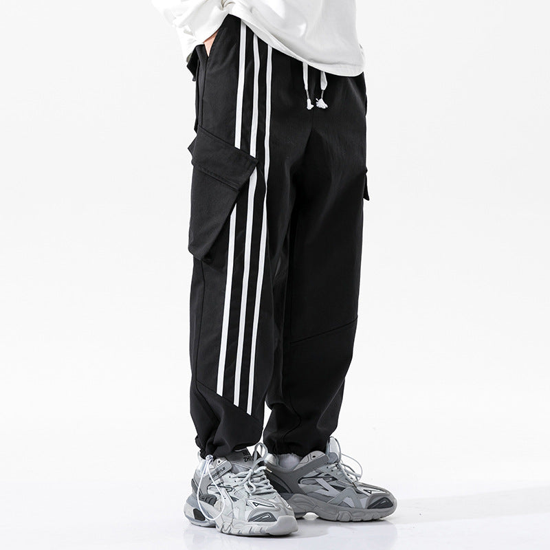 Men's Casual Pants Men's Fall plus Size Retro Sports Trousers Straight Solid Color Men Jeans