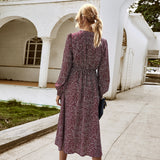Russian Style Dress Women's Autumn and Winter New Floral Dress