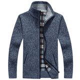 Winter Men's Fleece-Lined Thickening Stand Collar Sweater Sweater Large Size Fashion Casual Cardigan Coat Men Cardigan Sweater