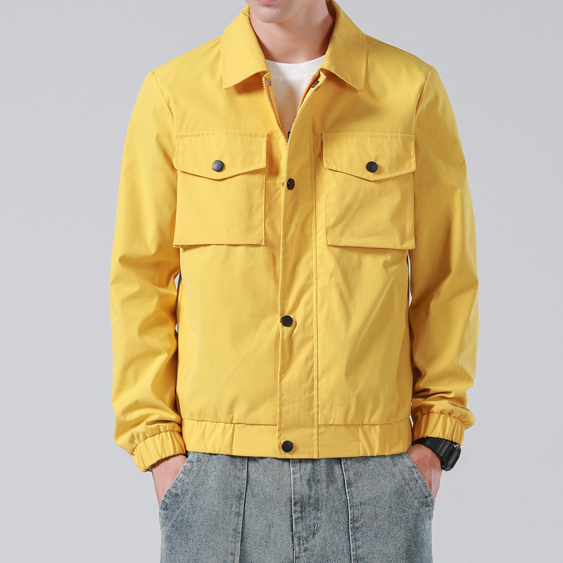 Yellow Denim Jacket Men Jean Coat Mens Men's Labor Jacket Spring and Autumn Coat Casual Top Men's Clothing