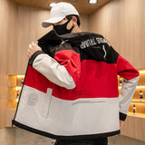 Men's Spring and Autumn Large Size Retro Sports Jacket Baggy Coat Color Matching Casual Jacket Men's Jacket