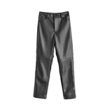Faux Leather Pants Ankle-Length Pants Pu Slim Fit Legs Straight High Waist Leather Pants Women