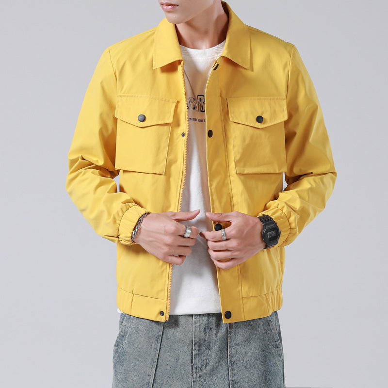 Yellow Denim Jacket Men Jean Coat Mens Men's Labor Jacket Spring and Autumn Coat Casual Top Men's Clothing