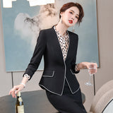 Women Pants Suit Uniform Designs Formal Style Office Lady Bussiness Attire White Career Spring And Autumn Fashion Long Sleeve Suit Work Clothes