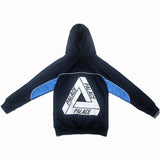 Palace Hoodie Autumn and Winter Hoodie Patchwork Contrast Color Cardigan Hoodie Cotton Terry Men's and Women's Coats