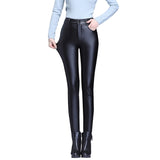 Leather Leggings Matt Leather Pants Female Velvet Padded Thickened Outer Wear Tight High Waist Autumn and Winter Trousers