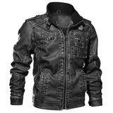 Urban Leather Jacket Men's PU Leather Jacket Fall Winter Coat Weight Washed Leather Jacket Stand Collar Jacket 3D Motorcycle Clothing