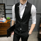 Tuxedo Vests Suit Vest Spring and Autumn Thin Casual Handsome Men's Suit Vest