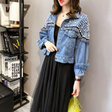 Pearl Jean Jacket Fashion Coat Women's Loose Long Sleeve Top