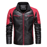 Two Tone Leather Jacket Autumn Winter Youth Men's Casual Jacket Turn-down Collar Coat Men's Leather Coat Motorcycle Clothing