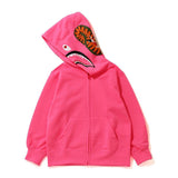 A Ape Print For Kids Hoodie Children 'S Clothing Camouflage Shark Mouth Coat Baby Mid-Length Autumn And Winter Camouflage Hooded Sweater