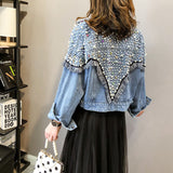Pearl Jean Jacket Fashion Coat Women's Loose Long Sleeve Top