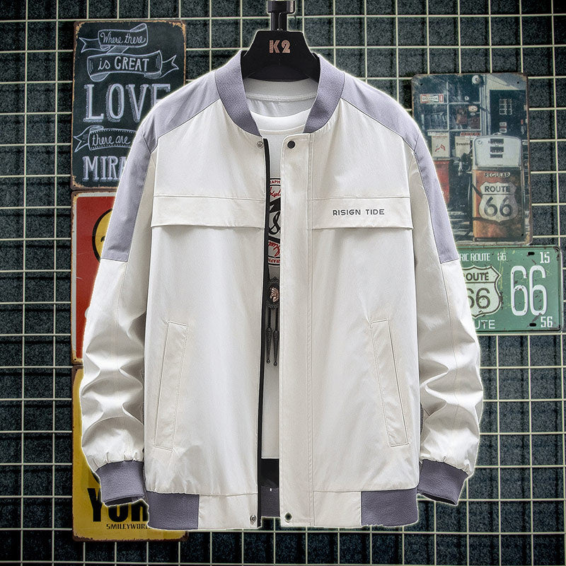 Autumn Men's Fashion Loose Lapel Baseball Uniform Men's Trendy plus Size Stitching Jacket Jacket Men
