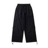 Men's Solid Color Multi-Pocket Cargo Pants Men's plus Size Retro Sports Loose Drawstring Ankle-Tied Wide Leg Pants Men Pants