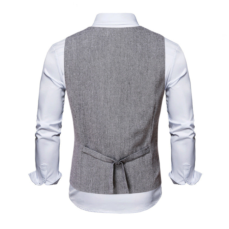 Tuxedo Vests Men Suit Vest Fashion Temperament Pure Color Vest Personal Leisure