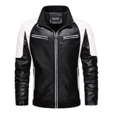 Two Tone Leather Jacket Autumn Winter Youth Men's Casual Jacket Turn-down Collar Coat Men's Leather Coat Motorcycle Clothing