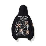 Autumn And Winter Anime Graffiti Series Pattern Arrow Velvet Padded Hooded Sweatshirt