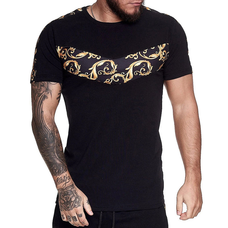 Slim Fit Muscle Gym Men T Shirt Men Rugged Style Workout Tee Tops Summer Fashion Men T-shirt Casual Short Sleeve Fitness Outdoor Sportswear