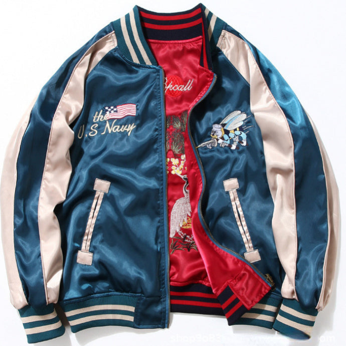 Kanye Bomber Jacket Embroidery Thickening Two-Sided Wear