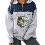 Alaska Zip Jacket Autumn Women Clothing Fashion Polo Collar Printed Long-Sleeved Top