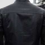 Leather Biker Coat Gothic Leather Jacket Men Pu Jackets Motorcycle Leather Coat Men's Spring and Autumn Trend Stand-up Collar Slim Fit Stand Collar Jacket