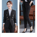 Women Pants Suit Uniform Designs Formal Style Office Lady Bussiness Attire Fashion Autumn And Winter Striped Suit Two-Piece Suit