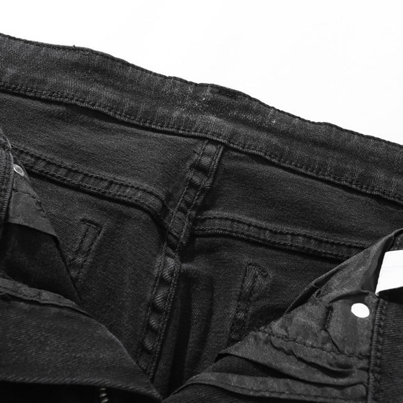 Jeans Men's Trendy Large Size Retro Sports Trousers Straight Pants Loose Color Matching Casual Pants Men Denim Pants