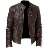 Urban Leather Jacket Winter Thermal Zipper Cardigan Pocket Decoration PU Leather Coat Stand Collar