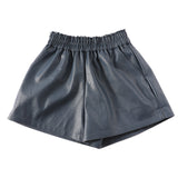 Leather Shorts Autumn and Winter High Waist A- Line plus Size Loose Boot Pants PU Leather Outer Wear Wide Leg Shorts