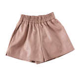 Leather Shorts Autumn and Winter High Waist A- Line plus Size Loose Boot Pants PU Leather Outer Wear Wide Leg Shorts