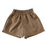 Leather Shorts Autumn and Winter High Waist A- Line plus Size Loose Boot Pants PU Leather Outer Wear Wide Leg Shorts