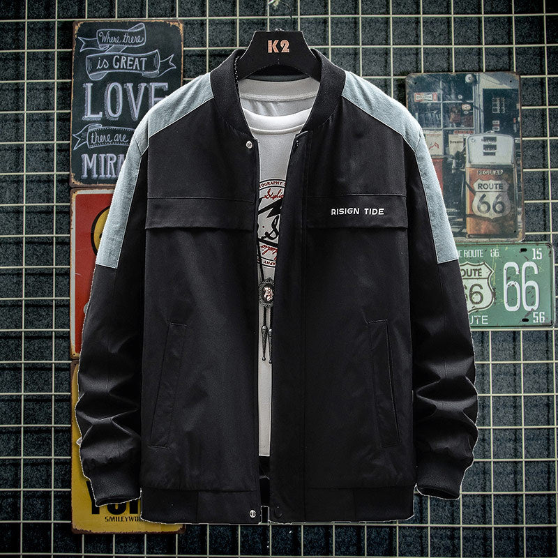 Autumn Men's Fashion Loose Lapel Baseball Uniform Men's Trendy plus Size Stitching Jacket Jacket Men