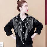 Pearl Jean Jacket Spring and Autumn Loose Denim Jacket for Women