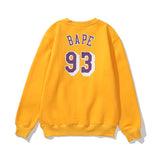 A Ape Print Sweatshirts Lakers Crew Neck Sweater Velvet Padded Bottoming Shirt