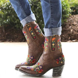 Coachella Festival Boots Autumn Pointed Embroidery Large Size Short Tube Dr. Martens Boots