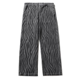 Zebra Print Full Printed Jeans Men's plus Size Retro Sports Trousers Baggy Straight Trousers Men Denim Pants