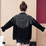 Pearl Jean Jacket Spring and Autumn Loose Denim Jacket for Women