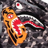 A Ape Print Coat Autumn and Winter Men's Casual Camouflage Shark Head Lightweight Warm Hooded Cotton Coat Jacket