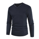 Fall Winter Men V-neck Fleece-Lined Pullover Sweater Large Size Fashion Casual Bottoming Shirt Men Pullover Sweaters